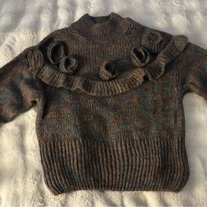 Zara Brown and Blue Knit Turtleneck Sweater